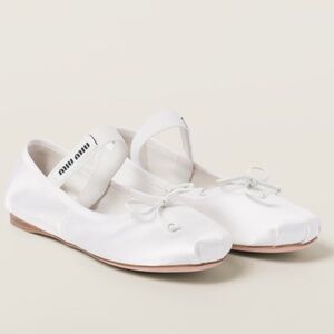 Miu Miu White Satin Ballerina Flats | EU 38.5